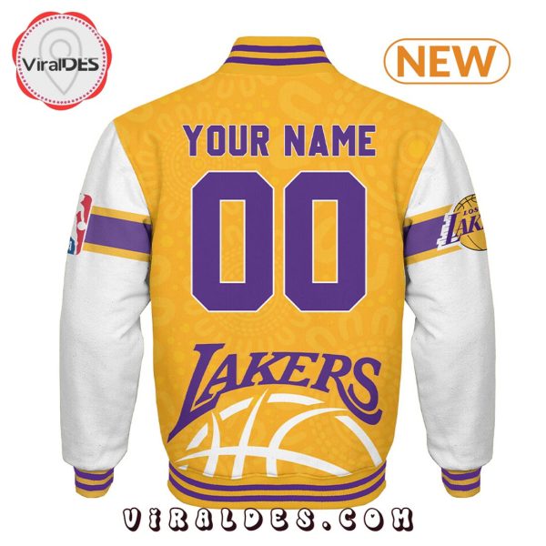 Personalized Los Angeles Lakers NBA Yellow Baseball Jacket