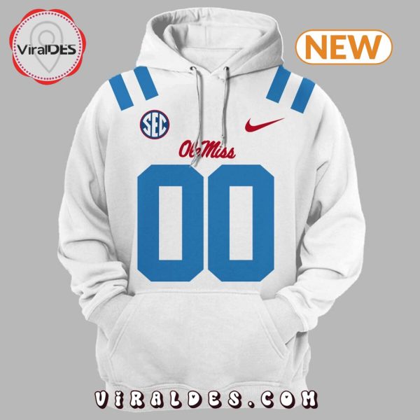 Personalized NCAA White & Powder Blue Ole Miss Rebels Hoodie, Jogger, Cap