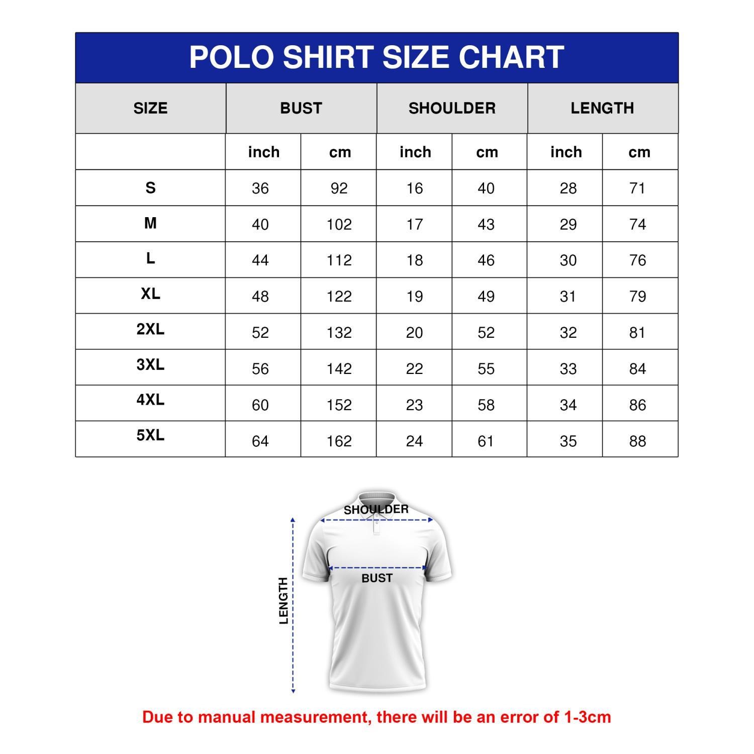 polo shirt chart size