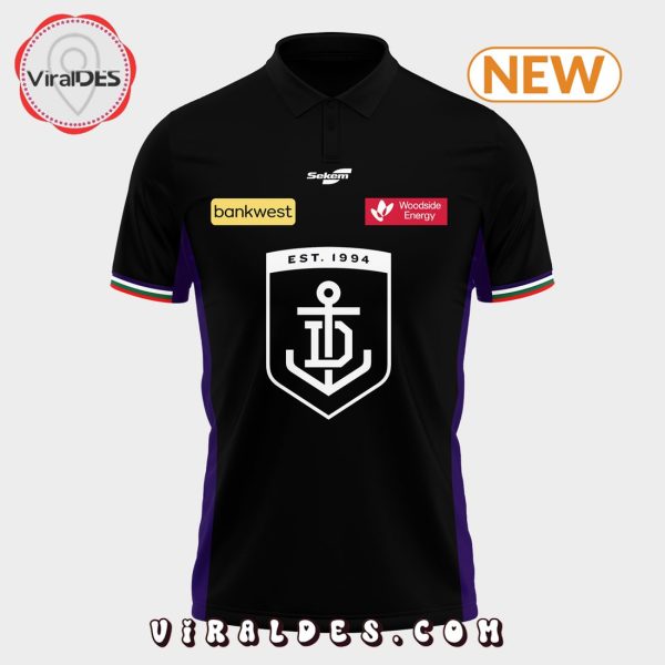 Premium Fremantle Football Club Black Polo Shirt