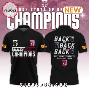 Queensland Maroons 2024 Champions Back To Back Black Polo Shirt