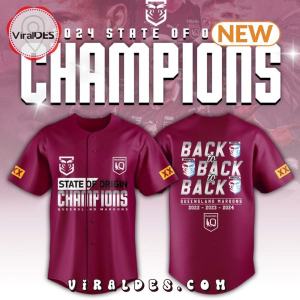 Queensland Maroons 2024 Champions Back To Back Red Baseball Jersey