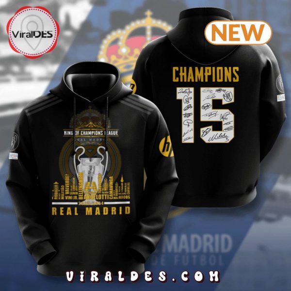 Real Madrid 15th Champions Signatures Black Hoodie