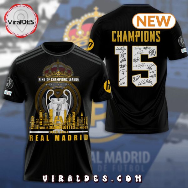 Real Madrid 15th Champions Signatures Black Hoodie