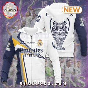 Celebrate Victory in Style: The Real Madrid CF 15th Champions Cup Team Patterns Hoodie