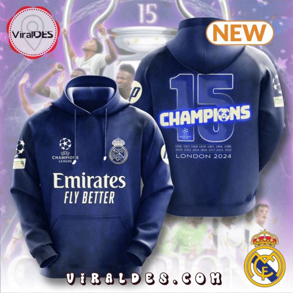 Real Madrid London 15 Champions Galaxy Navy Hoodie