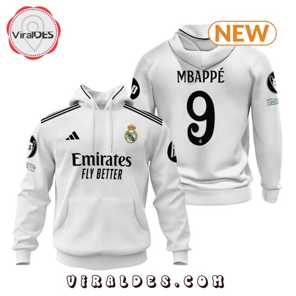 Real Madrid Mbappe 24 25 Home White Hoodie