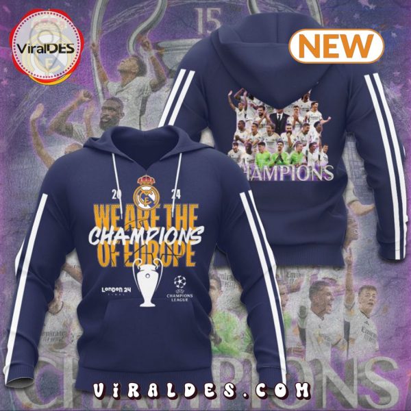 Real Madrid We Are The Champions Of Europe Navy Hoodie