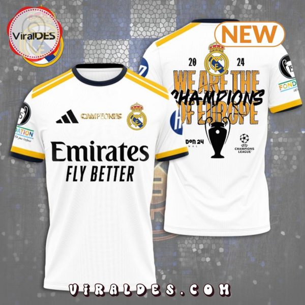 Real Madrid We Are The Champions Of Europe White Hoodie