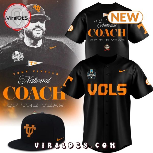 Tony Vitello National Coach Of The Year Tennessee Black Jersey