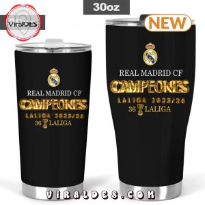 Real Madrid Campeones Liliga 2023 24 Black Tumbler