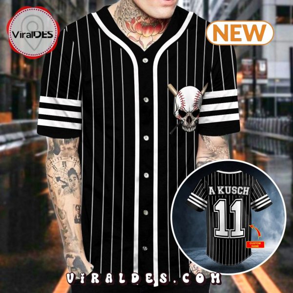 White Black Stripes No 11 Skull Personalized Baseball Jersey Shirts