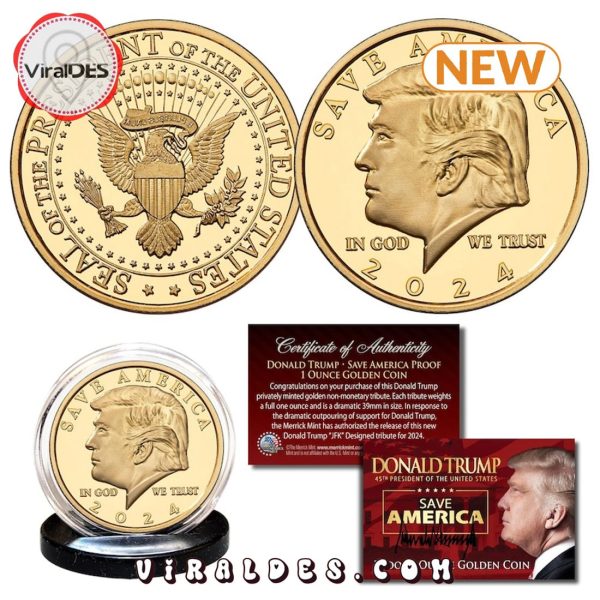 2024 Donald Trump Save America Golden Medallion Coin