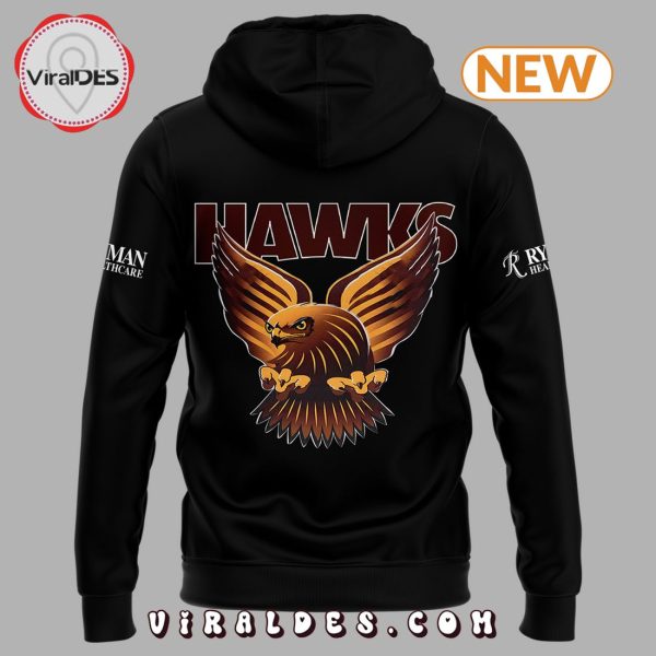 2024 New AFL Hawthorn Hawks Black Zip Hoodie