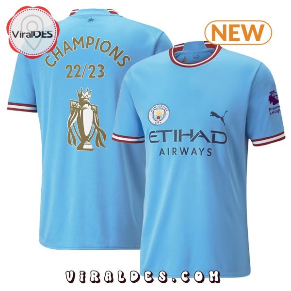 22 23 Manchester City Premier League Champions Blue Hoodie