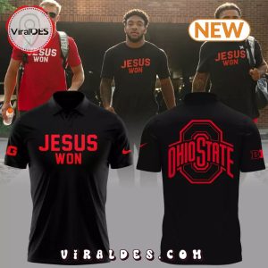 Jesus Won Ohio State Football Black Polo