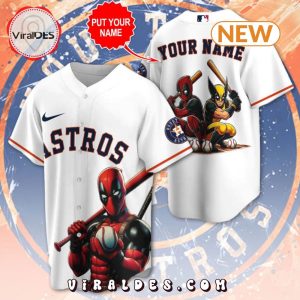 Custom Houston Astros x Deadpool x Wolverine Baseball Jersey