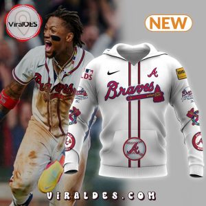 Custom Atlanta Braves 2023 Postseason White Hoodie, Jogger, Cap