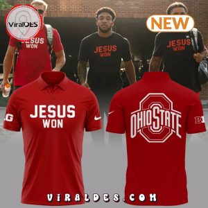 Jesus Won Ohio State Football Red Polo