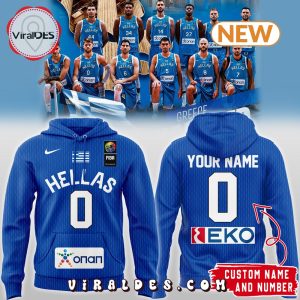 Personalized 2024 New Hellenic Basketball Blue Hoodie