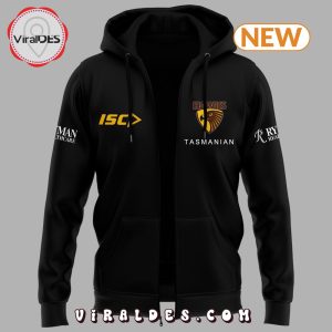 2024 New AFL Hawthorn Hawks Black Zip Hoodie