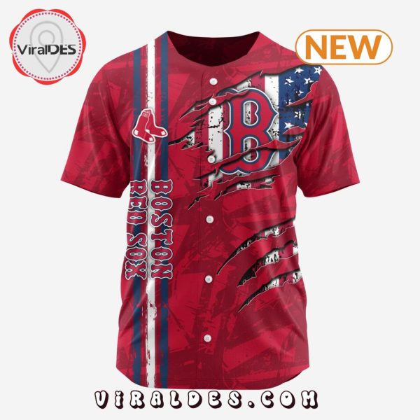 Boston Red Sox Custom US Flag Baseball Jersey