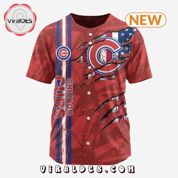 Chicago Cubs Custom US Flag Baseball Jersey