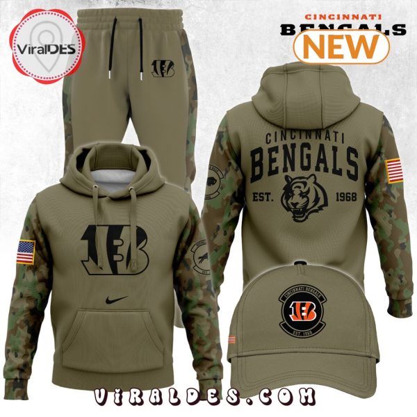 Cincinnati Bengals 2024 Army Hoodie, Jogger, Cap