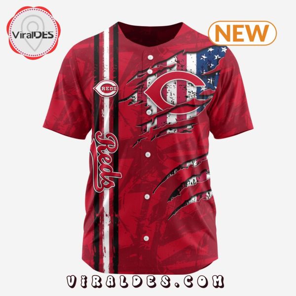 Cincinnati Reds Custom US Flag Baseball Jersey