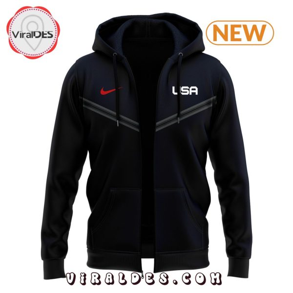 Custom 2024 USA Team Olympics Black Zip Hoodie