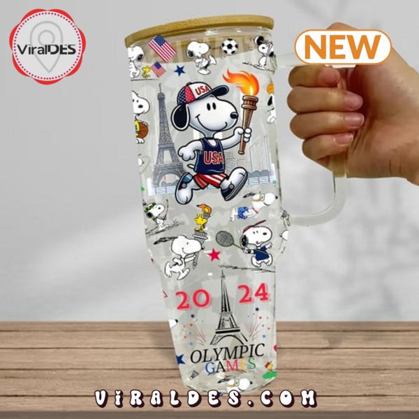 Funny Snoopy USA Team Paris 2024 Olympics Stanley Tumbler