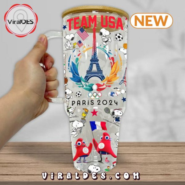 Funny Snoopy USA Team Paris 2024 Olympics Stanley Tumbler