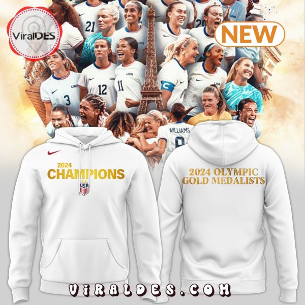 Gold Medal Olympic USA Women’s Soccer White Hoodie