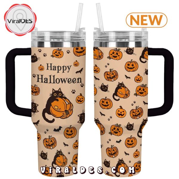 Halloween Cat & Pumpkin 40oz Tumbler