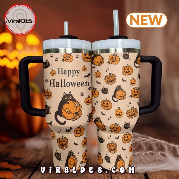 Halloween Cat & Pumpkin 40oz Tumbler