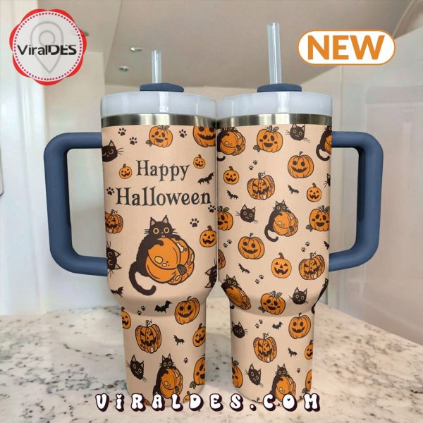 Halloween Cat & Pumpkin 40oz Tumbler