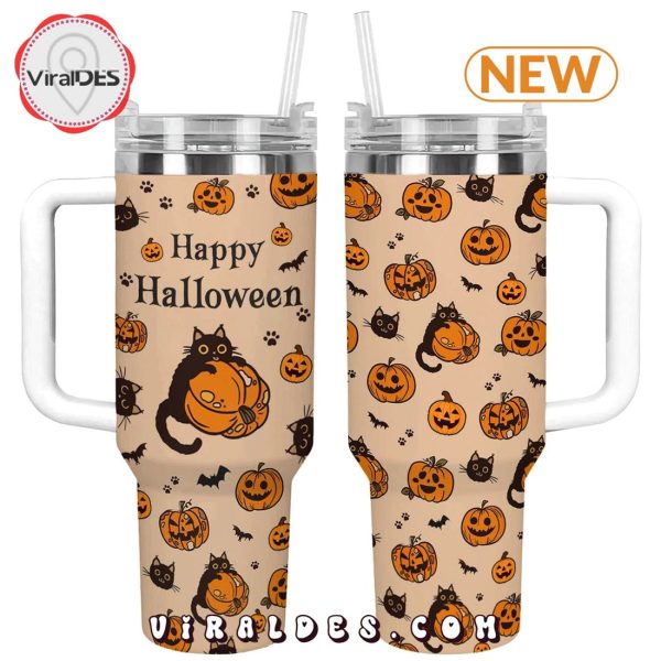 Halloween Cat & Pumpkin 40oz Tumbler