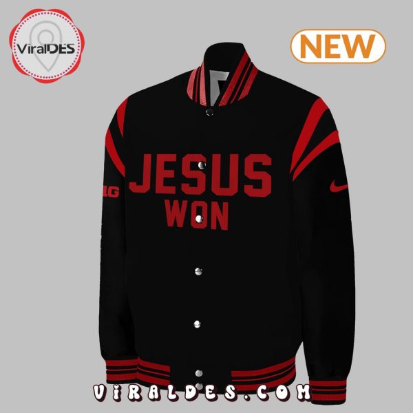 Jesus Won Ohio State Buckeyes Black Baseball Jacket