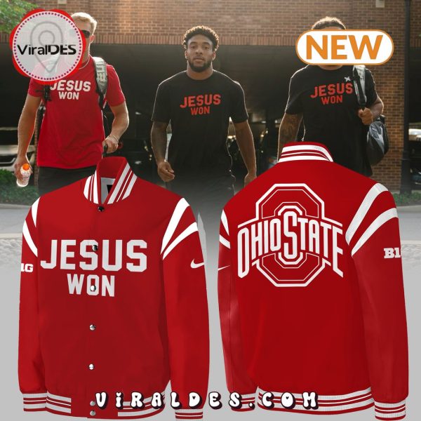 Jesus Won Ohio State Buckeyes Red Baseball Jacket