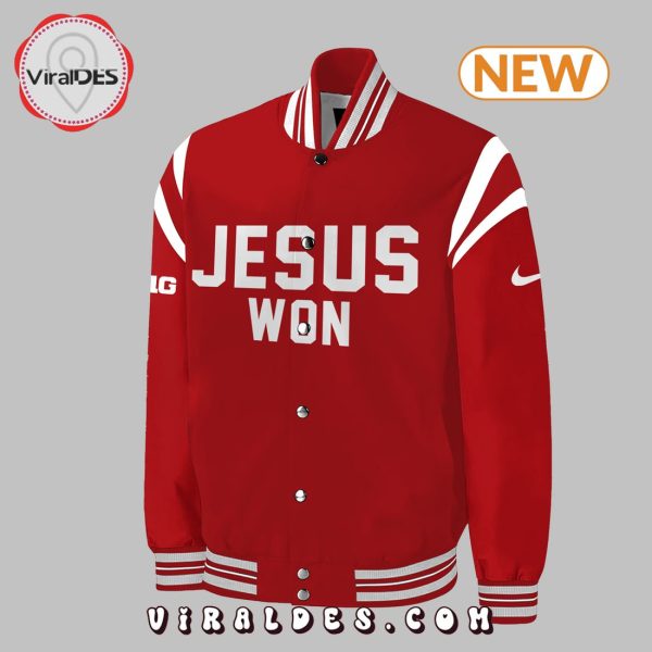 Jesus Won Ohio State Buckeyes Red Baseball Jacket