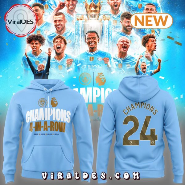 Manchester City Four In A Row Premier League Victory Hoodie