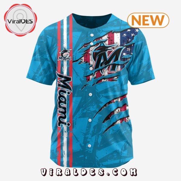 Miami Marlins Custom US Flag Baseball Jersey