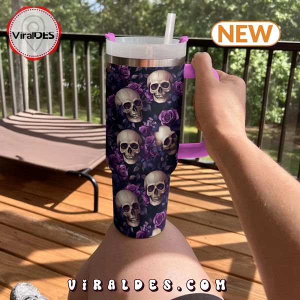 Midnight Roses Skull 40oz Tumbler