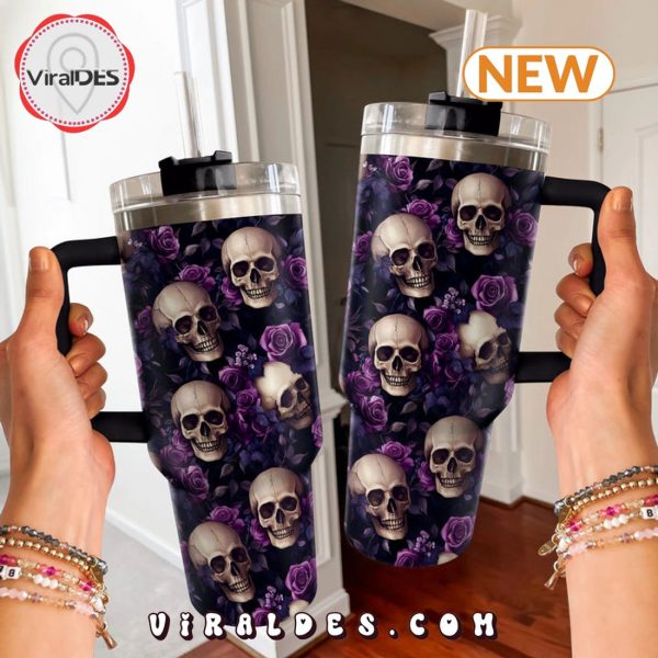 Midnight Roses Skull 40oz Tumbler