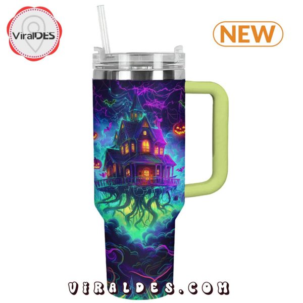 Neon Haunted House Halloween 40oz Tumbler