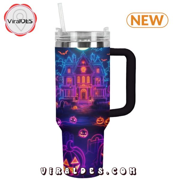 Neon Haunted House On Halloween 40oz Tumbler