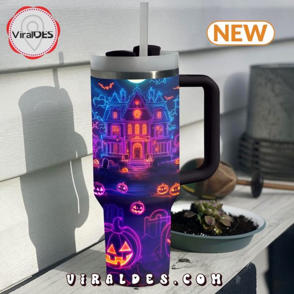 Neon Haunted House On Halloween 40oz Tumbler