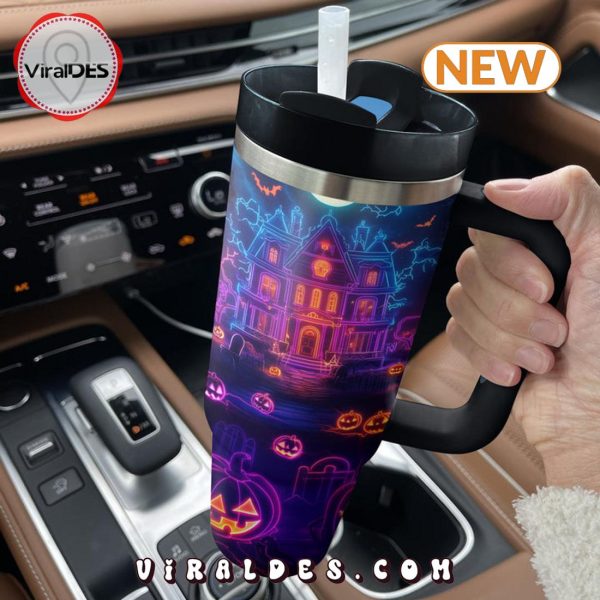 Neon Haunted House On Halloween 40oz Tumbler