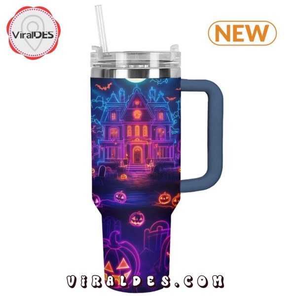 Neon Haunted House On Halloween 40oz Tumbler