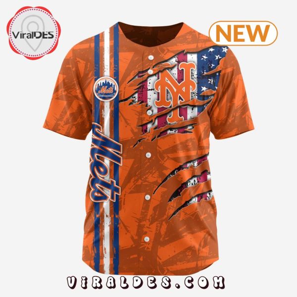 New York Mets Custom US Flag Baseball Jersey